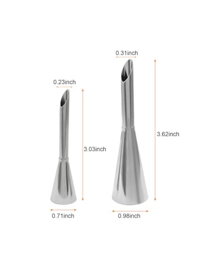 jaexest 6Pcs Cream Icing Piping Nozzle Tips, 2 Sizes Stainless Steel Long Cream Puff Nozzle Decor Pastry Piping Decorating Tools for Cupcakes Filling Donuts Home Desserts - Image 2
