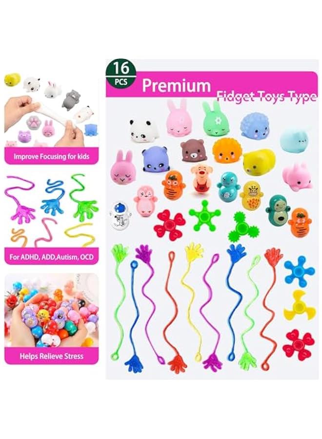 136 Pcs Pop Kids Party Favors Toys Bulk,5-in-1 Classroom Prize Box for 4-10 Ages Boys Girls,Carnival Treasure Box Stuffers Fidget Pop Its,Arts & Educational Toys Goody Bag Fillers,Pinata Stuffers - Image 2