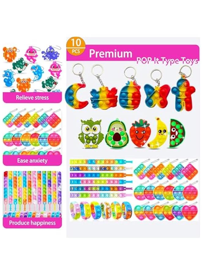 136 Pcs Pop Kids Party Favors Toys Bulk,5-in-1 Classroom Prize Box for 4-10 Ages Boys Girls,Carnival Treasure Box Stuffers Fidget Pop Its,Arts & Educational Toys Goody Bag Fillers,Pinata Stuffers - Image 3