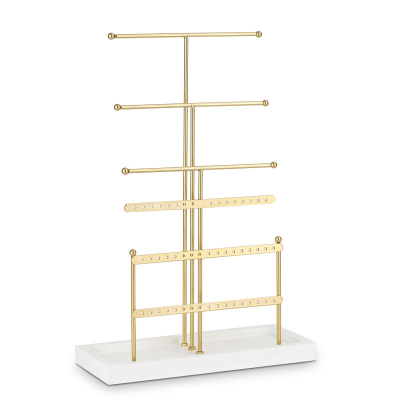 CILXGQLN Jewelry Organizer Jewelry Holder 6 Tier Earring Organizer Earring Holder Stand Golden Necklace Holder Jewelry Tree for Earring Necklace Bracelet Ring Women Girl Gift