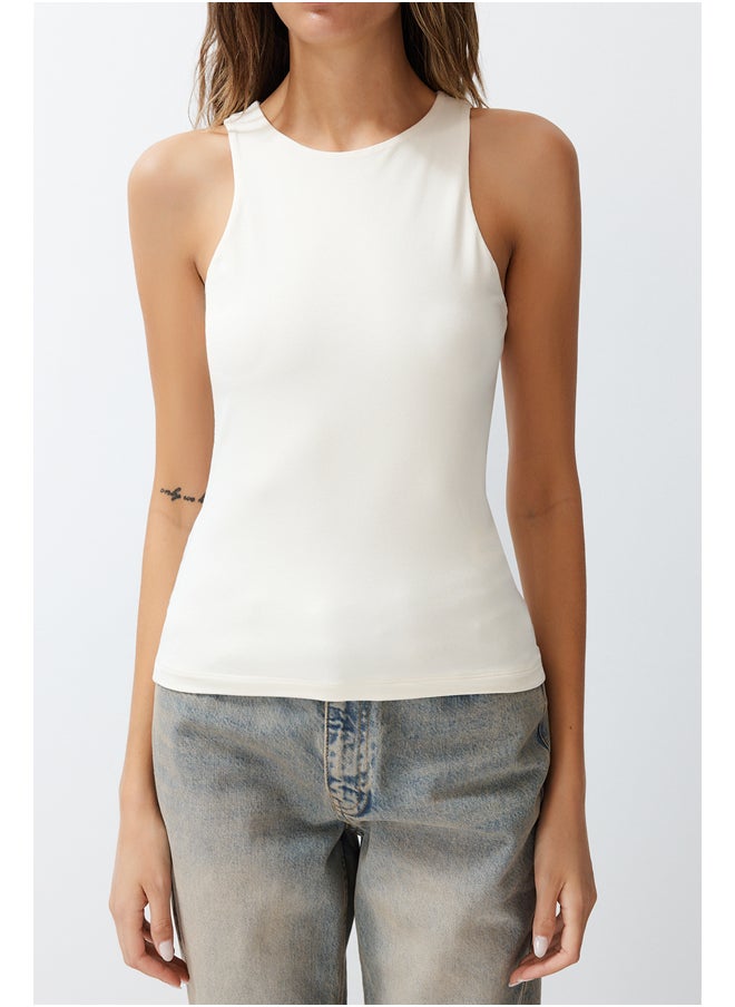 trendyol - Ecru Cotton Halter Neck Fitted Flexible Knitted Undershirt TWOSS23AL00069 - Image 1