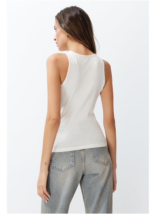 trendyol - Ecru Cotton Halter Neck Fitted Flexible Knitted Undershirt TWOSS23AL00069 - Image 1