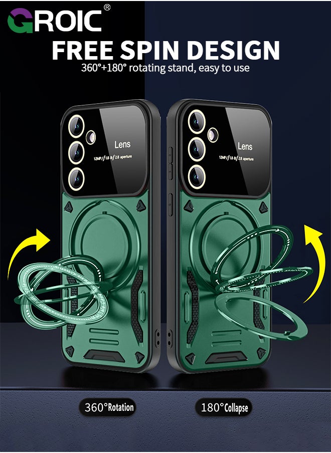 GROIC - For Samsung Galaxy S24 Case with 360° Rotatable Magnetic Ring Stand, Large Window Design Phone Shell Compatible with Magsafe, Protection Shockproof Phone Cover for S24 6.1'' - Image 1