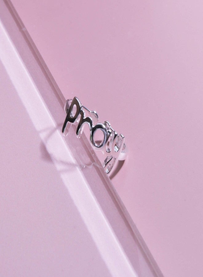 Helen de Lete Fashion English Letter Pray Sterling Silver Open Ring for Women - Image 4