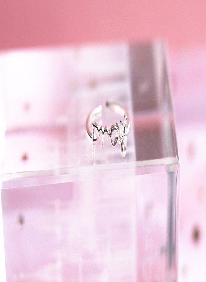 Helen de Lete Fashion English Letter Pray Sterling Silver Open Ring for Women - Image 3