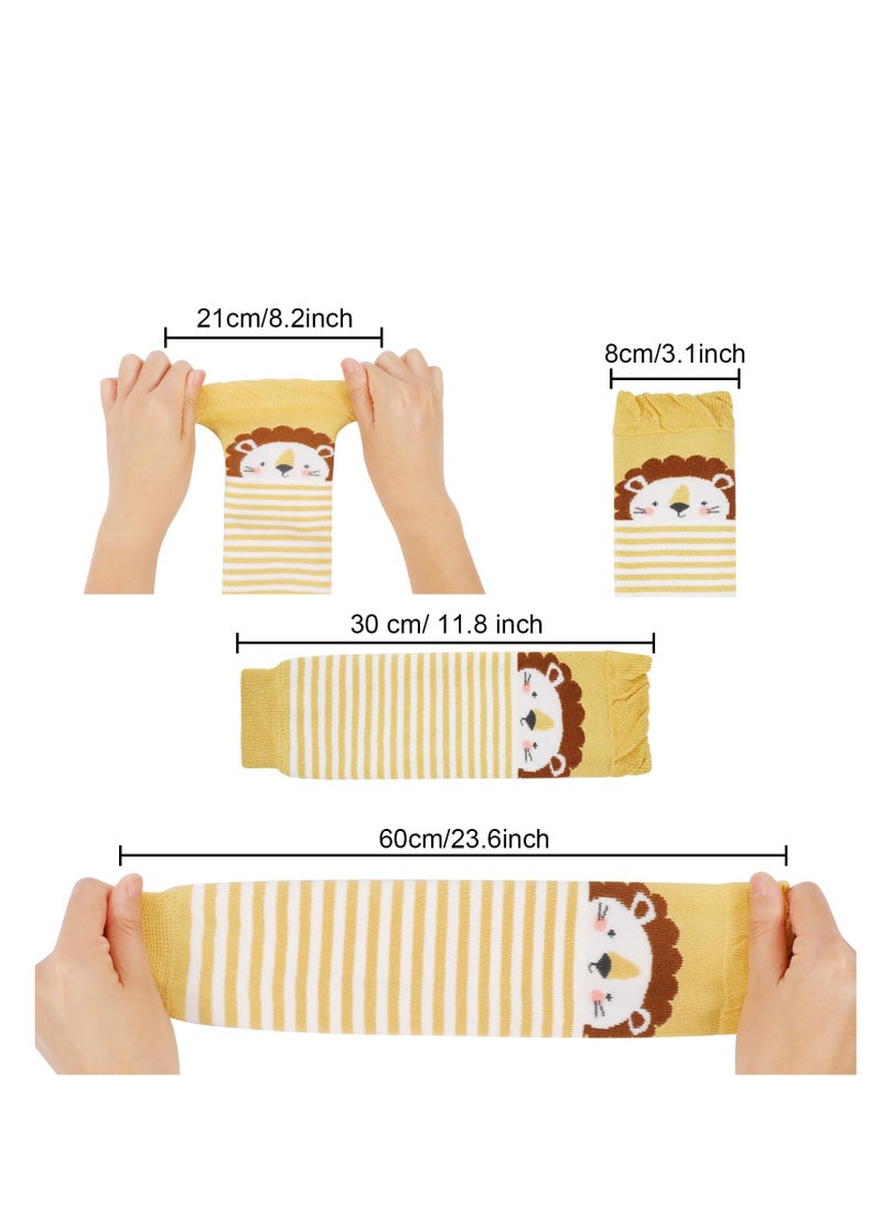Excefore Baby Toddler Leg Warmers, 3 Pairs Stripe Unisex Legwarmers Knee Socks Knee Protector Leg Sleeves Leggings for Boys Girls Fit to 0-3 Years, One size (Cute Animal Pattern)  - Image 2