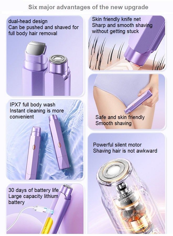 VTT New dual head hair removal device, women's electric shaver, rechargeable hair removal device, suitable for private areas of the body (purple) - Image 3