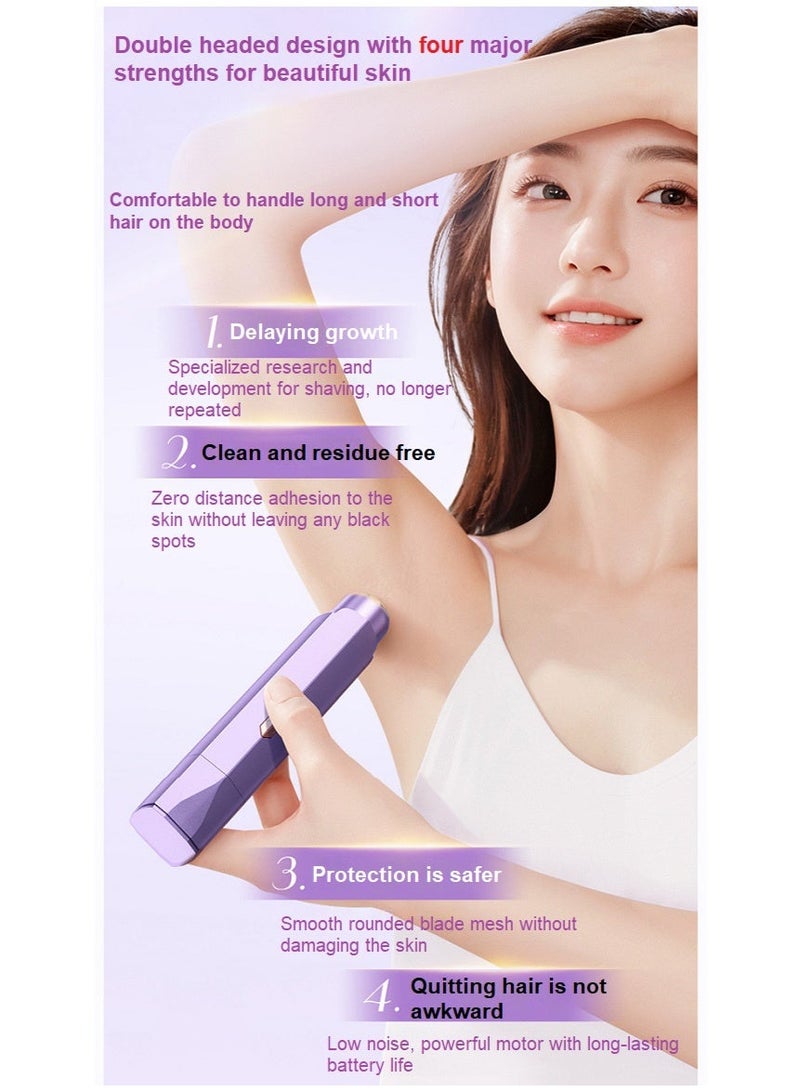 VTT New dual head hair removal device, women's electric shaver, rechargeable hair removal device, suitable for private areas of the body (purple) - Image 4