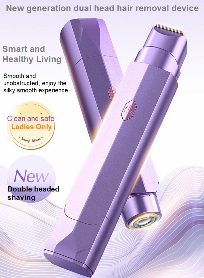 VTT New dual head hair removal device, women's electric shaver, rechargeable hair removal device, suitable for private areas of the body (purple) - Image 2