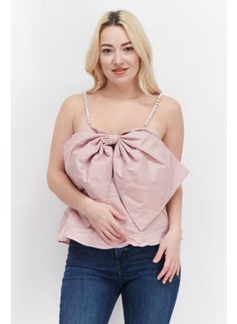 Women Square Neck Sleeveless Textured Tank Tops, Pink