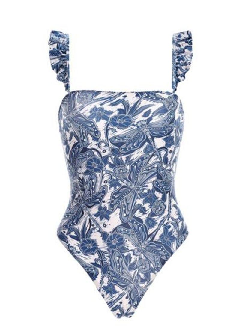 2pcs new one-piece women's swimsuit retro swimwear chiffon beach skirt swimsuit suit - Image 3