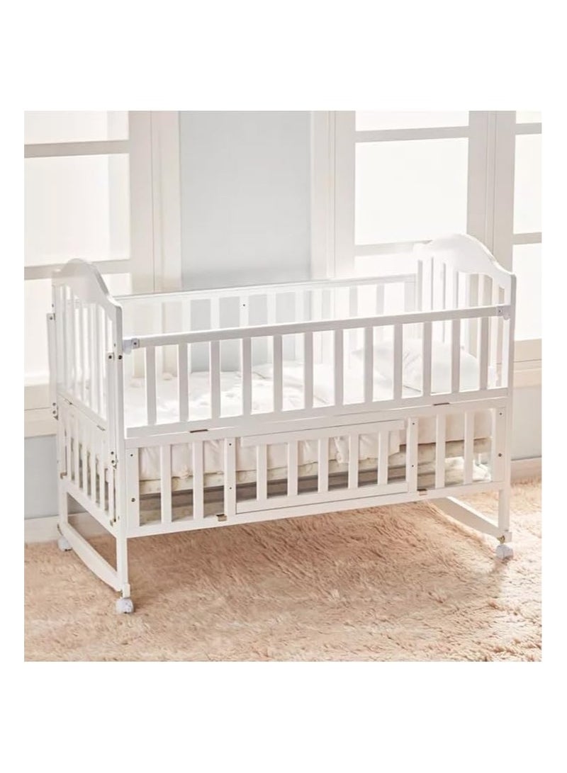 أورز سرير أطفال خشبي بتصميم أنيق بعجلات مع ناموسية خشب عالي الجودة لعمر 0-6  سنوات 120x60سم - Image 3