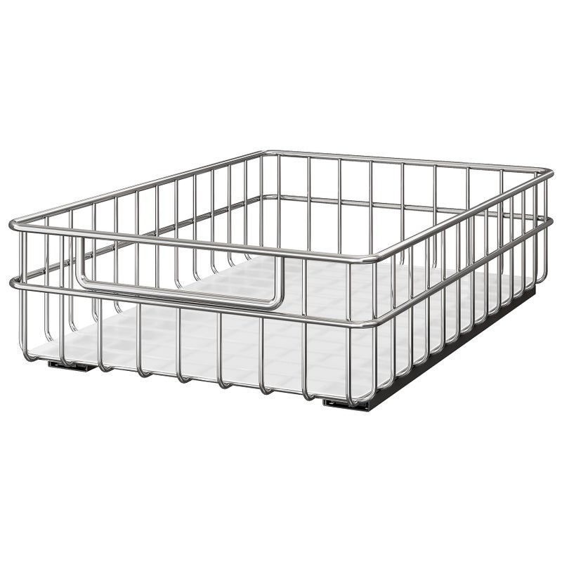 Kitstorack Stainless Steel Pull Out Cabinet Organizer(11.8"W x 16.5"D x 4.7"H)-1 Pack, Minimalist Design Frame, Full-Extension Slide Rails, Easy Installation for Pantry Organizers or Kitchen Cabinet Organizer - Image 1