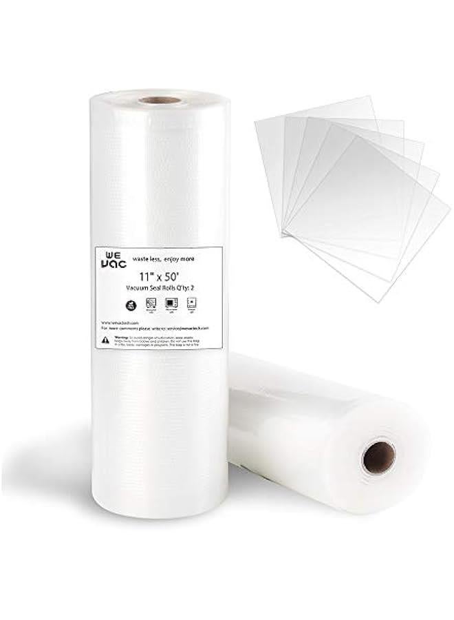 Vacuum Sealer Bags 11x50 Rolls 2 pack for Food Saver, Seal a Meal, Weston. Commercial Grade, BPA Free, Heavy Duty, Great for vac storage, Meal Prep or Sous Vide - Image 1