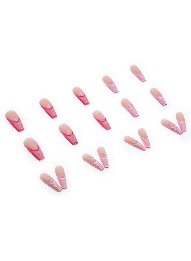 KLOSS BEAUTY Powder Pink French Gloss Nails Set Of 24 Reusables Uv Treated Gel Finished Presson Nails With Chrome High Gloss Finish (Powder Pink Nails With Nude Base) - Image 3