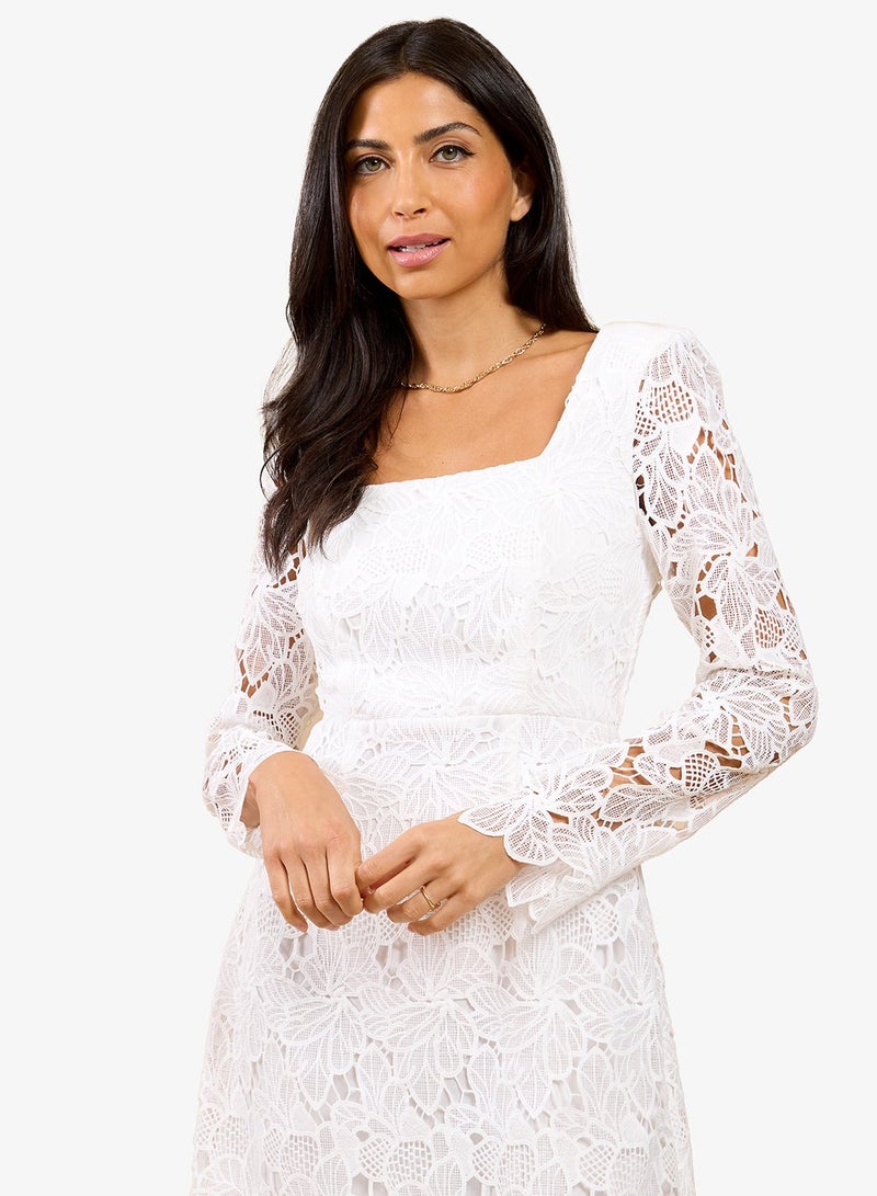 Little Mistress White Crochet Mini Dress - Image 2