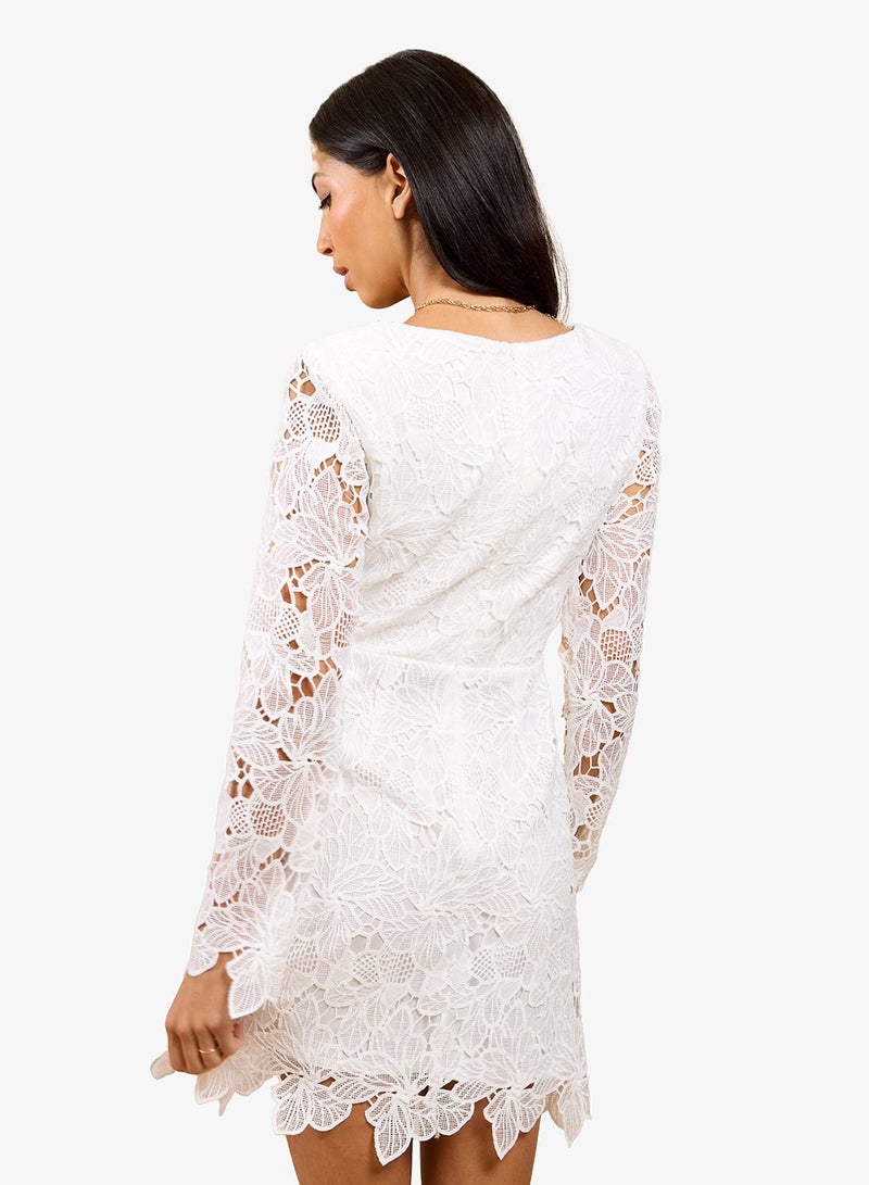 Little Mistress White Crochet Mini Dress - Image 3