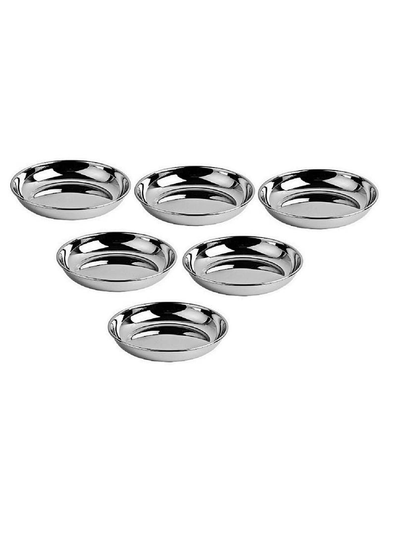 MARWALL MARWALL Stainless Steel Bedding Plate for Serving Sweets SnacksDhai Vada Salad etc Set of 6 Pcs Dia 11 Cm  - Image 2