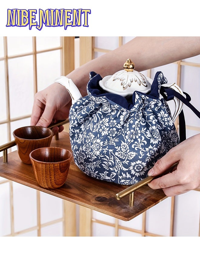 NIBEMINENT Teapot Cover Cozy Insulated, Vintage Floral and Gingham Design, Cotton Heat Resistant Tea Cosy for Home Kitchen, Perfect Gift for Housewife, Mom, Housewarming - Image 2