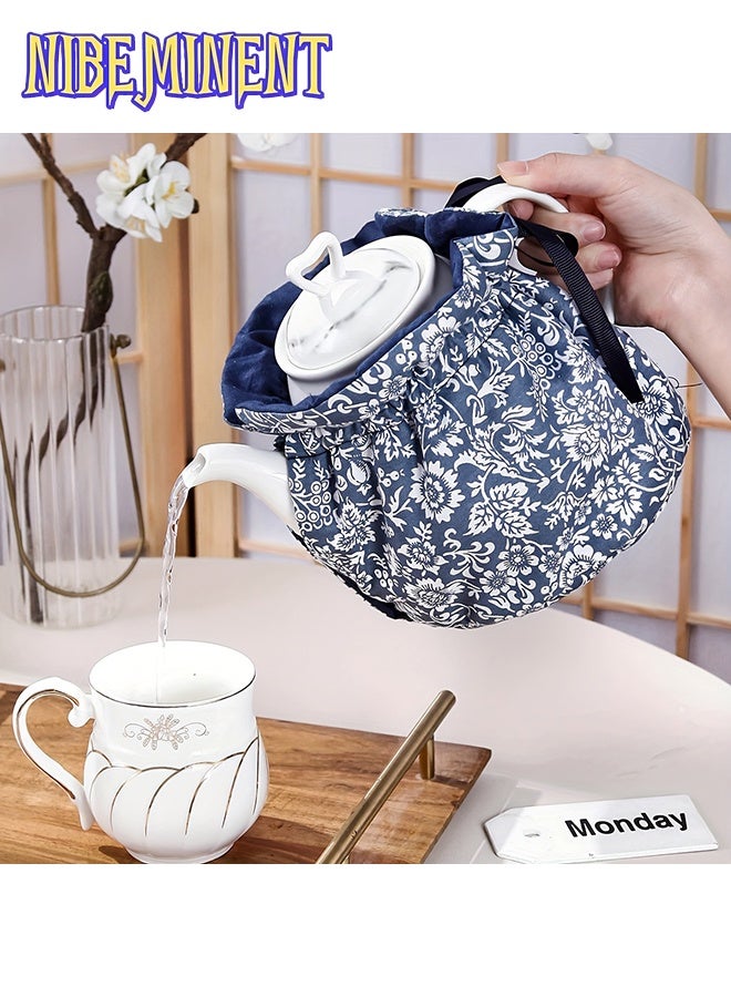 NIBEMINENT Teapot Cover Cozy Insulated, Vintage Floral and Gingham Design, Cotton Heat Resistant Tea Cosy for Home Kitchen, Perfect Gift for Housewife, Mom, Housewarming - Image 1