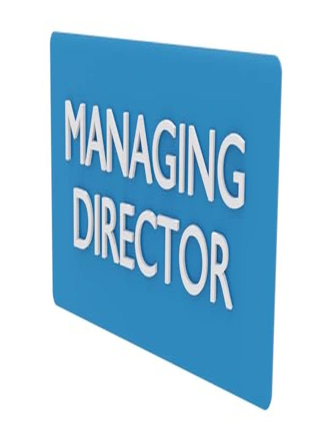PrintEra لوحة اسم مكتب المدير العام - لوحة اسم ذاتية اللصق من الأكريليك للمكاتب والمساحات التجارية - لون أزرق، مقاومة للماء 4 × 8 بوصة - Image 1