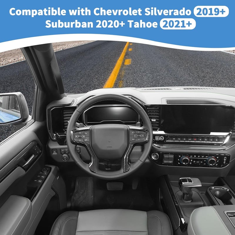 RT-TCZ Carbon Fiber Steering Wheel Trim for Chevrolet Silverado 2019+, Suburban 2020+, Tahoe 2021+ - 2pcs - Image 4