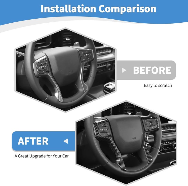 RT-TCZ Carbon Fiber Steering Wheel Trim for Chevrolet Silverado 2019+, Suburban 2020+, Tahoe 2021+ - 2pcs - Image 2