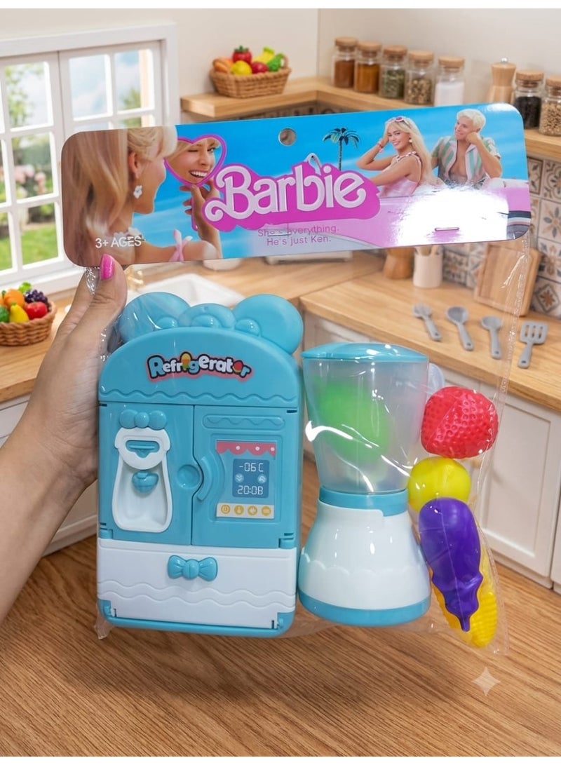 Barbie Kids Kitchen Set - Barbie Kitchen Toy - Kitchen Set with Blender - Kitchen Set with Refrigerator - Kids Blender Toy - Kids Cooking Set - Girls Kitchen Toys - Kids Kitchen Accessories Set - Kids Cooking Toy - Little Chef Toy
