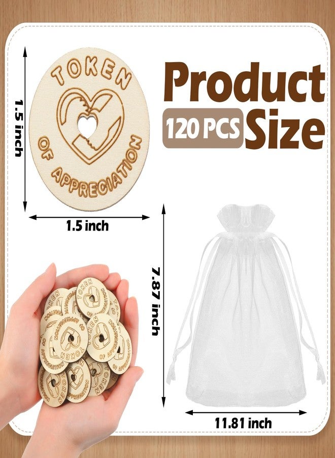 Colingmill 120 Pcs Token of Appreciation Coins Appreciation Tokens Bulk Wooden Kindness Coins Thank You Tokens for Student Awards School Supplies Kids Behavior Employee Nurse Coworker(Hollow Love) - Image 2