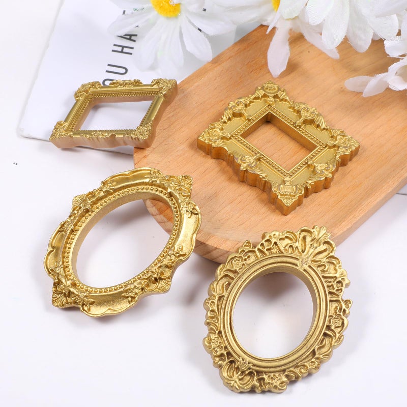 Ajcotahm 10 PCS Vintage Mini Gold Frames, Small Picture Frames, Tiny Antique Resin Photo Frame for DIY Jewelry Display Holiday Party Photography Wall Hanging Decor - Image 5