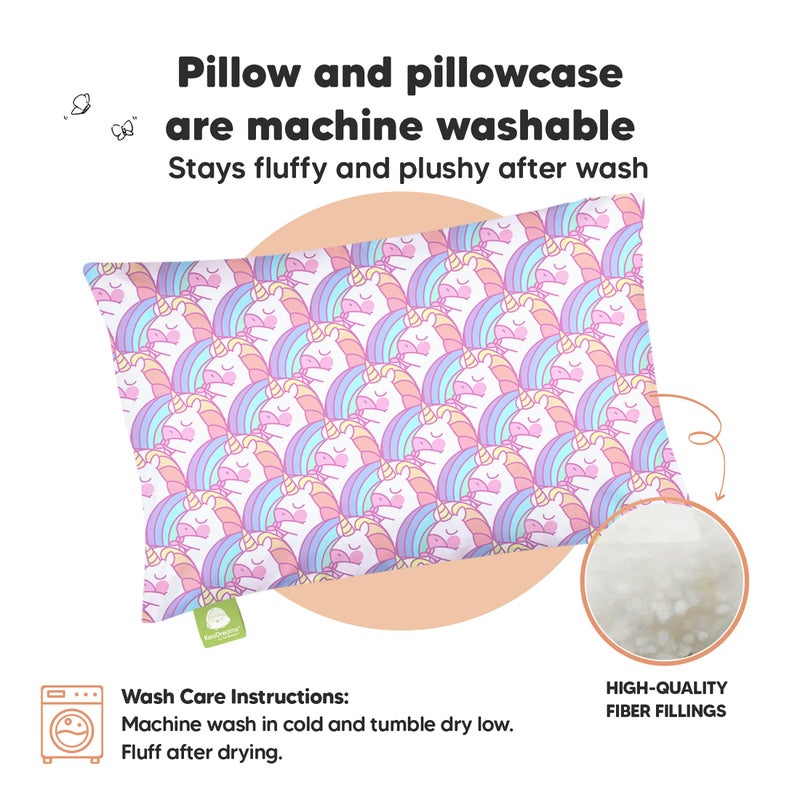 KeaBabies Toddler Pillow with Pillowcase - 13x18 My Little Dreamy Kids Travel Bed Pillows for Sleeping, Organic Cotton Small Pillowcase, Soft & Breathable, Machine Washable, Toddlers 2-5 years old (Unicorn) - Image 4