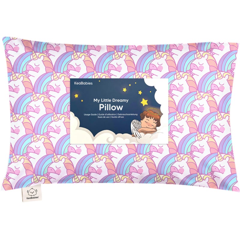KeaBabies Toddler Pillow with Pillowcase - 13x18 My Little Dreamy Kids Travel Bed Pillows for Sleeping, Organic Cotton Small Pillowcase, Soft & Breathable, Machine Washable, Toddlers 2-5 years old (Unicorn) - Image 1
