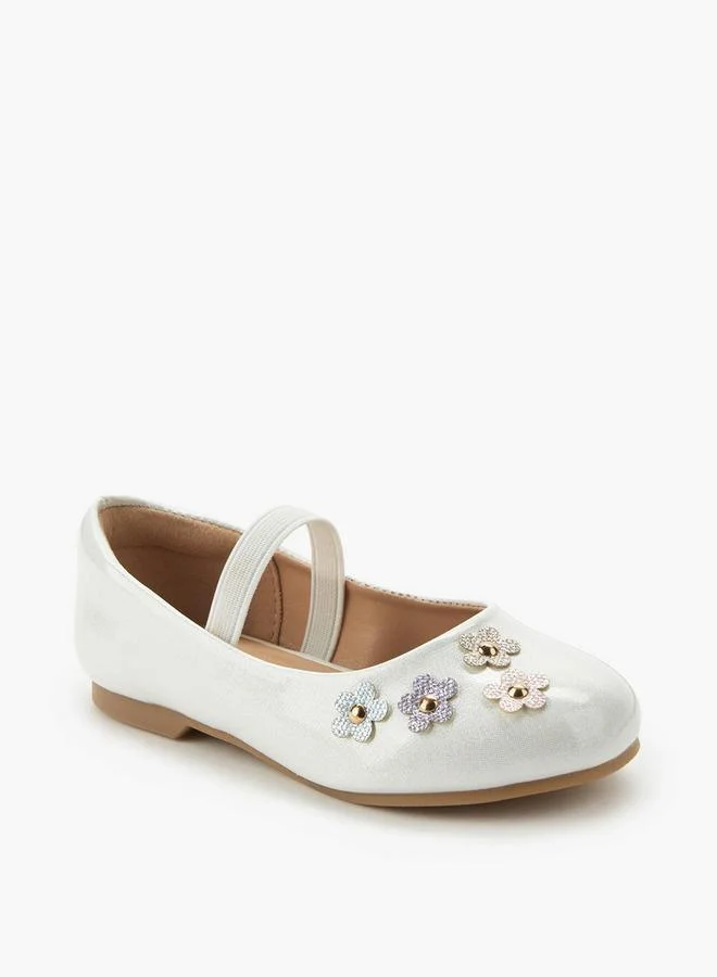 JUNIORS Girls Floral Accent Ballerina Shoes