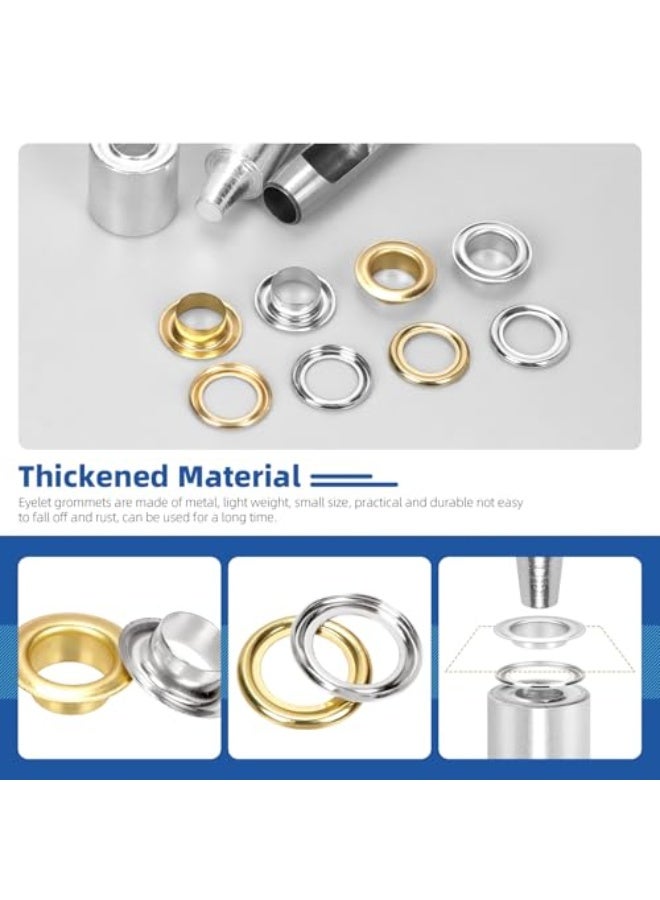102-piece 2/5 inch (10.5 mm) metal grommet kit with tools, 100 gold and silver grommets, metal grommet tool kit with setting washers and 2 installation tools for fabric, canvas, curtains, and leather - Image 4