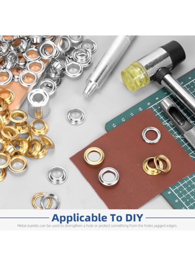 102-piece 2/5 inch (10.5 mm) metal grommet kit with tools, 100 gold and silver grommets, metal grommet tool kit with setting washers and 2 installation tools for fabric, canvas, curtains, and leather - Image 5