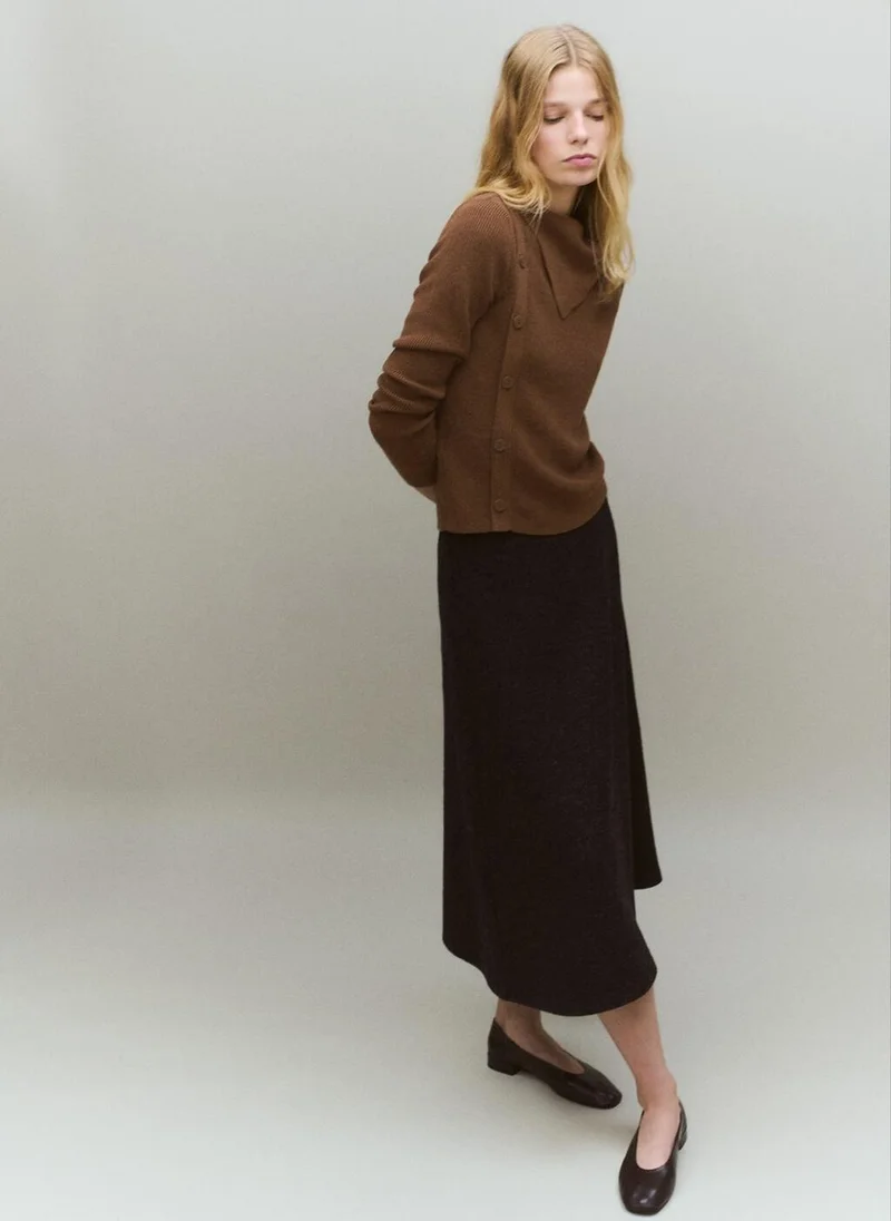 MANGO  Sweater with asymmetrical neck and buttons for Women | Best Price UAE