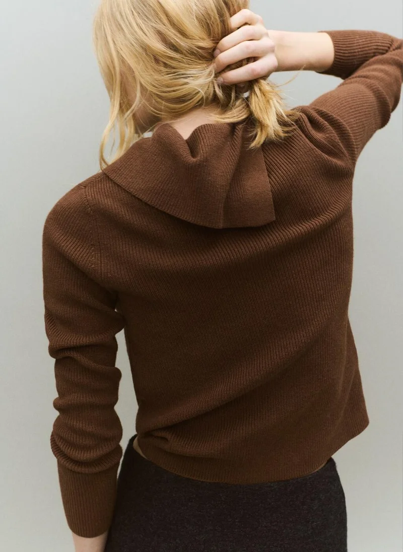 MANGO Sweater with asymmetrical neck and buttons