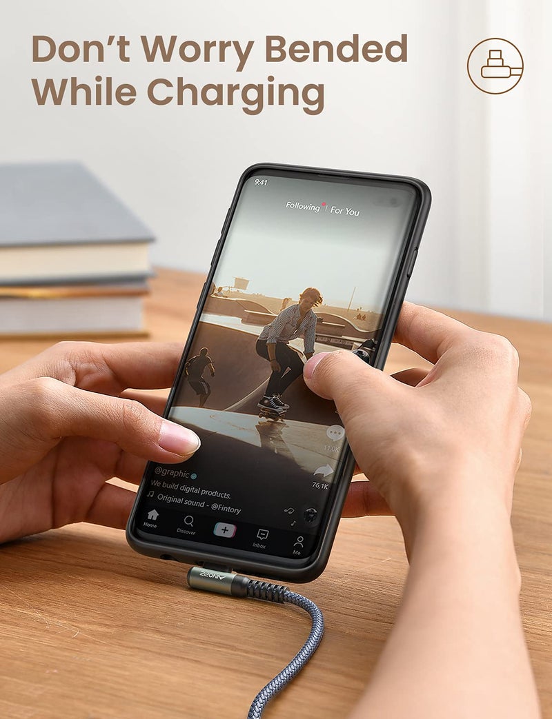Ainope USB Type C Cable AINOPE [2-Pack, 1.6ft] 3.1A Type C Charger Fast Charging Right Angle, Durable Nylon Braided USB C Cable, Smartphone - Image 2