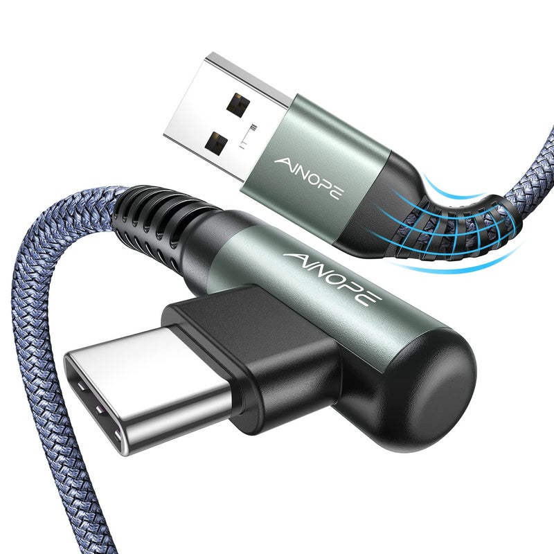 Ainope USB Type C Cable AINOPE [2-Pack, 1.6ft] 3.1A Type C Charger Fast Charging Right Angle, Durable Nylon Braided USB C Cable, Smartphone - Image 1