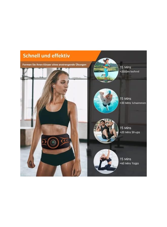 PROMASS محفز البطن، مع حزام مقاومة على شكل 8، آلة البطن، معدات تمارين اللياقة البدنية للرجال والنساء لحرق الدهون وفقدان الوزن في المنزل، المكتب، حزام تمارين البطن 24"-55" أسود - Image 2