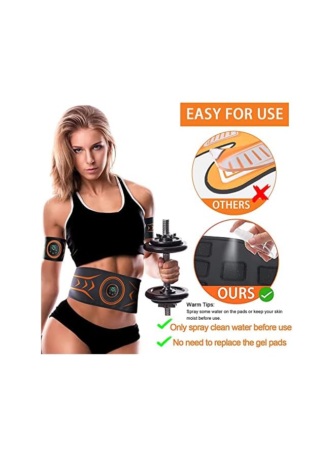 PROMASS محفز البطن، مع حزام مقاومة على شكل 8، آلة البطن، معدات تمارين اللياقة البدنية للرجال والنساء لحرق الدهون وفقدان الوزن في المنزل، المكتب، حزام تمارين البطن 24"-55" أسود - Image 4