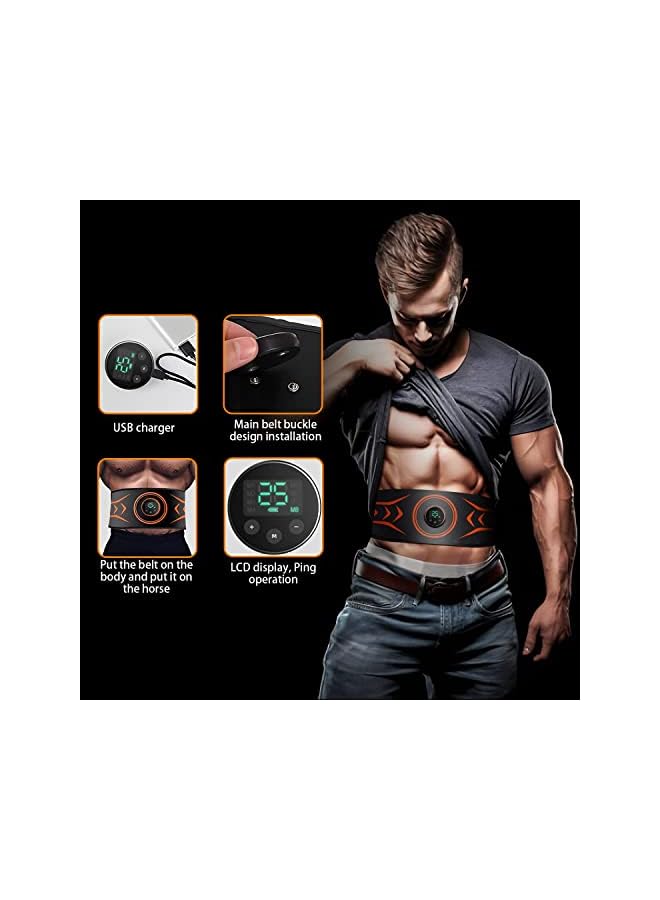 PROMASS محفز البطن، مع حزام مقاومة على شكل 8، آلة البطن، معدات تمارين اللياقة البدنية للرجال والنساء لحرق الدهون وفقدان الوزن في المنزل، المكتب، حزام تمارين البطن 24"-55" أسود - Image 3