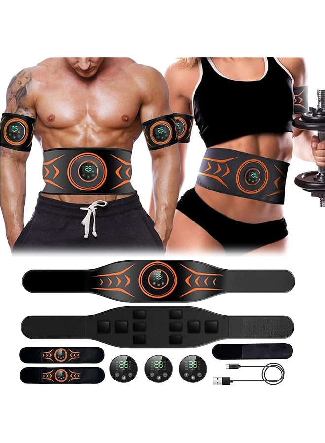 PROMASS محفز البطن، مع حزام مقاومة على شكل 8، آلة البطن، معدات تمارين اللياقة البدنية للرجال والنساء لحرق الدهون وفقدان الوزن في المنزل، المكتب، حزام تمارين البطن 24"-55" أسود - Image 1