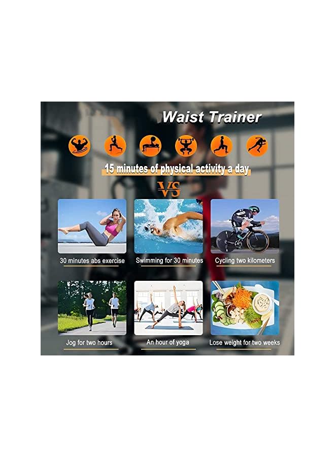 PROMASS محفز البطن، مع حزام مقاومة على شكل 8، آلة البطن، معدات تمارين اللياقة البدنية للرجال والنساء لحرق الدهون وفقدان الوزن في المنزل، المكتب، حزام تمارين البطن 24"-55" أسود - Image 5