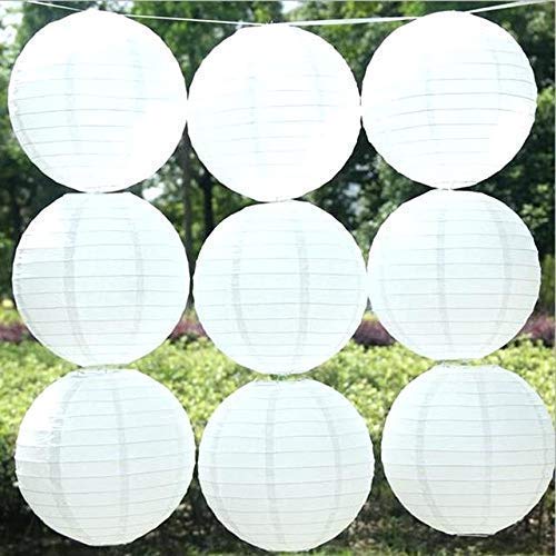 SHB Paper Lamp Lantern Shade for Decoration Home Office Room Party Gardern (12 Inch; White) 10 Pieces (Multi) - Image 5