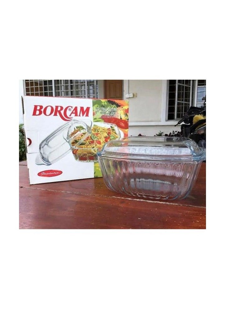 Borcam - Brocam Pyrex Glass Cookware Set with Heat-Resistant Lid, 2 Sizes, Made in Turkey - Image 1