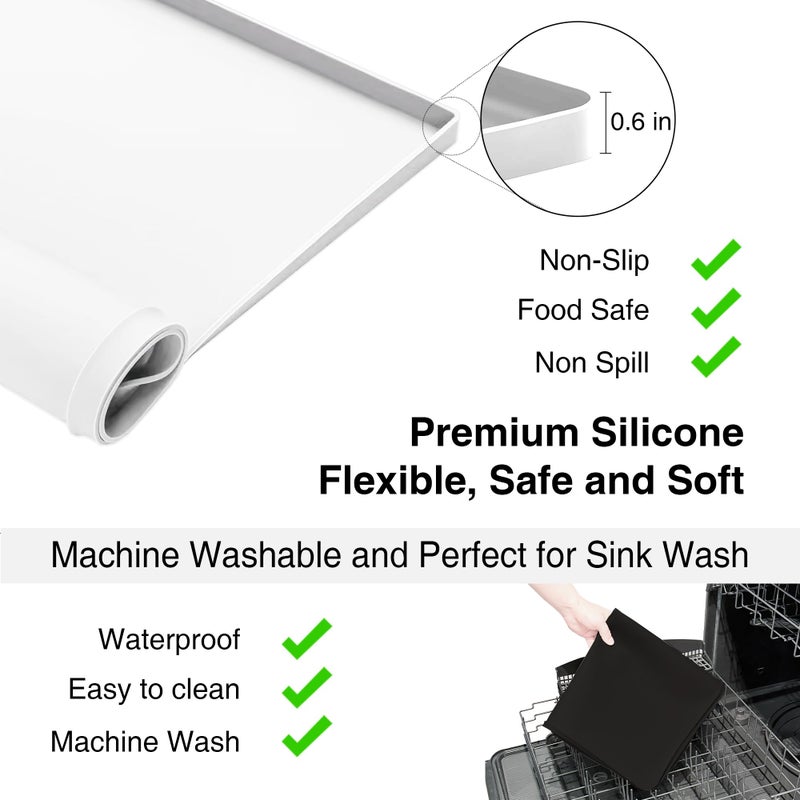 SEIRI 1pcs Dryer Top Protector Mat with Lint Trap Hole Cut Out Set, 26" x 18" Silicone Dryer Top Protector Mat Non-Slip Waterproof Laundry Dryer Cover for The Top (White) - Image 4