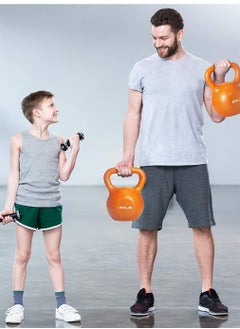 WENBO Kettlebell For Men & Women Vinyl Coated Cast Iron Kettlebell Excercise Fitness Kettlebell For Home & Gym Strength Workout (15Lbs Light Blue)  - Image 4
