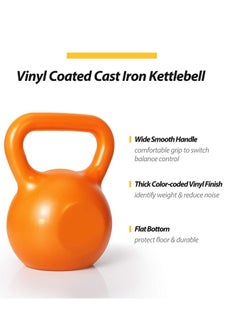 WENBO Kettlebell For Men & Women Vinyl Coated Cast Iron Kettlebell Excercise Fitness Kettlebell For Home & Gym Strength Workout (15Lbs Light Blue)  - Image 3