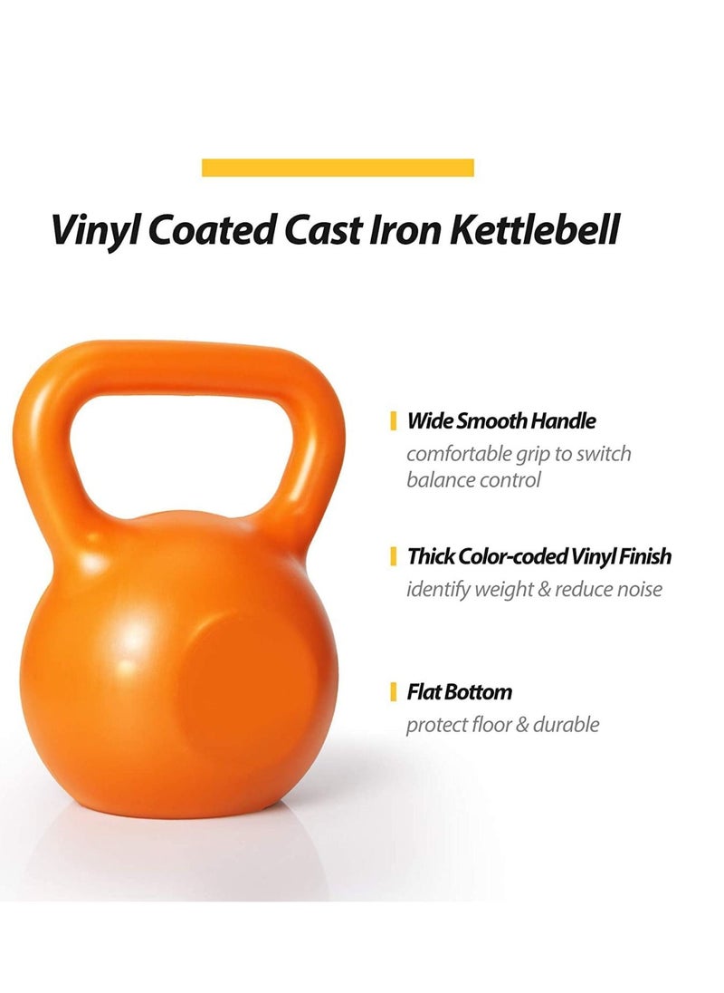 WENBO Kettlebell For Men & Women Vinyl Coated Cast Iron Kettlebell Excercise Fitness Kettlebell For Home & Gym Strength Workout (15Lbs Light Blue)  - Image 3